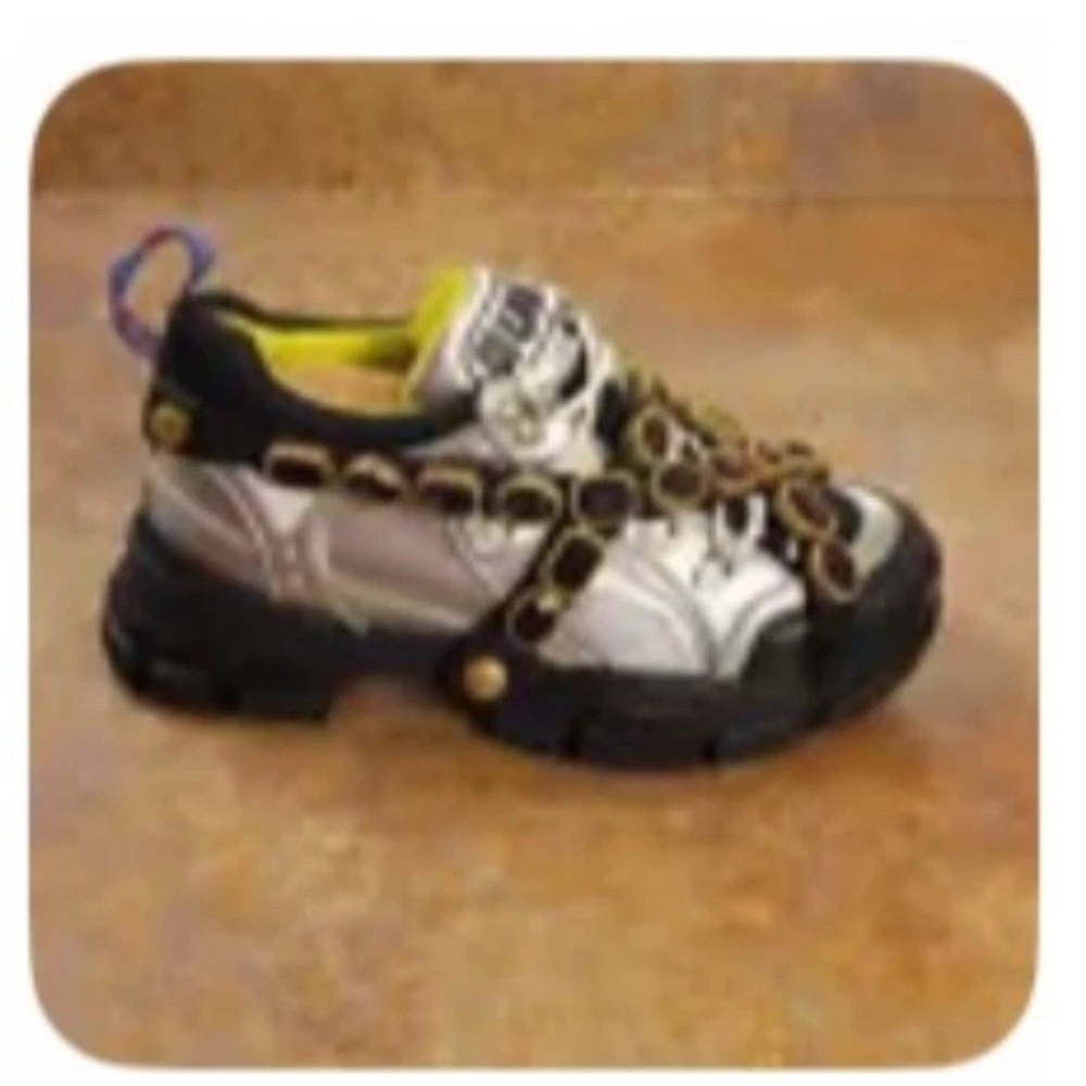 Gucci Silver and Black Sneakers with Chunky Sole